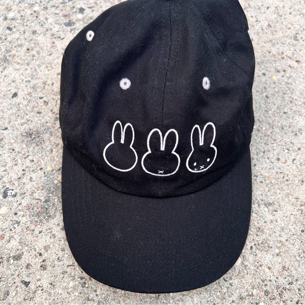 Graniph Miffy Baseball Cap Black Silver Grey Graphic 100% Cotton